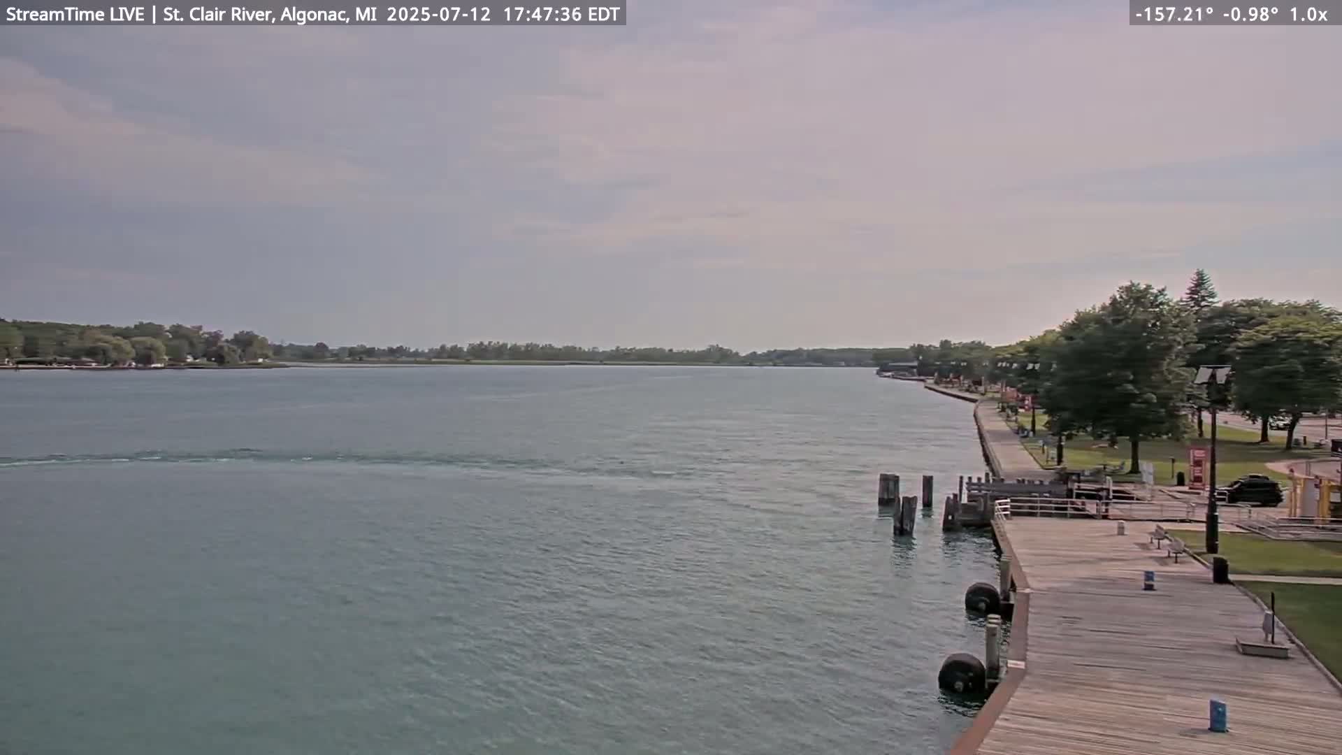 Algonac Village & St. Clair River & USA - Canada Border View Live Cam - Algonac, St. Clair, Michigan, USA
