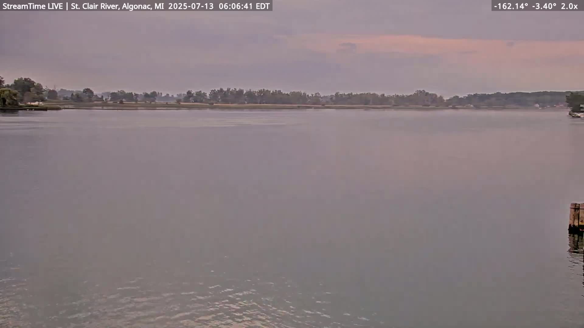 Algonac Village & St. Clair River & USA - Canada Border View Live Cam - Algonac, St. Clair, Michigan, USA