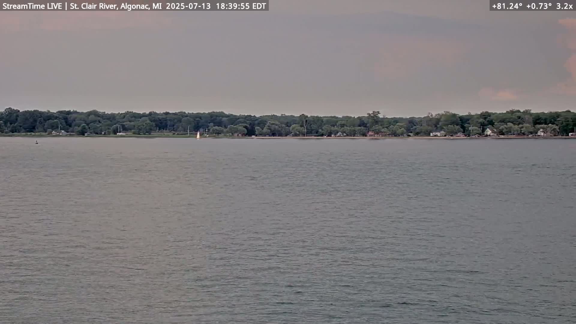 Algonac Village & St. Clair River & USA - Canada Border View Live Cam - Algonac, St. Clair, Michigan, USA