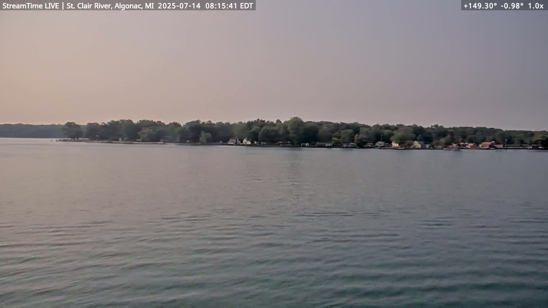 Algonac Village & St. Clair River & USA - Canada Border View Live Cam - Algonac, St. Clair, Michigan, USA