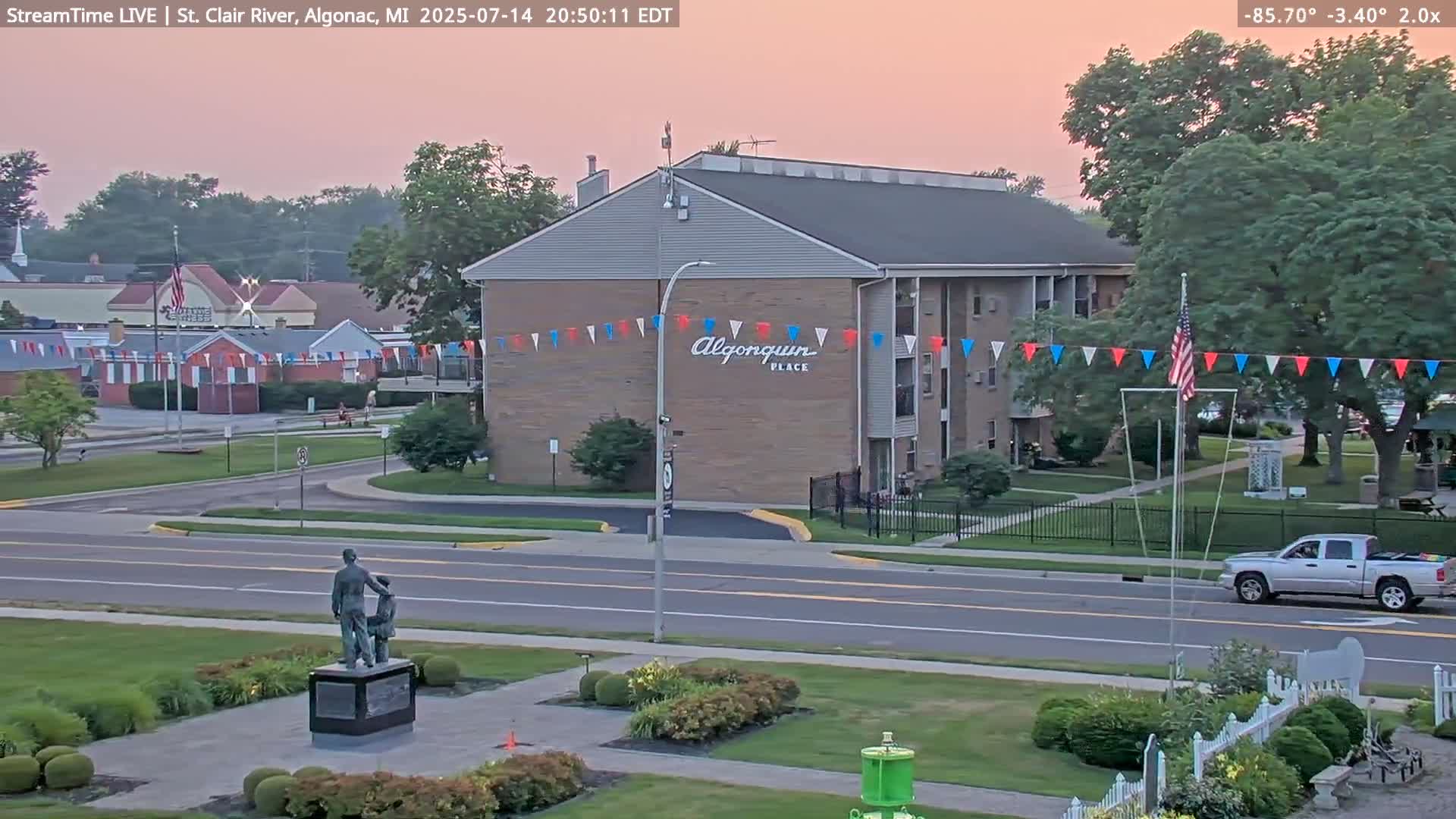 Algonac Village & St. Clair River & USA - Canada Border View Live Cam - Algonac, St. Clair, Michigan, USA