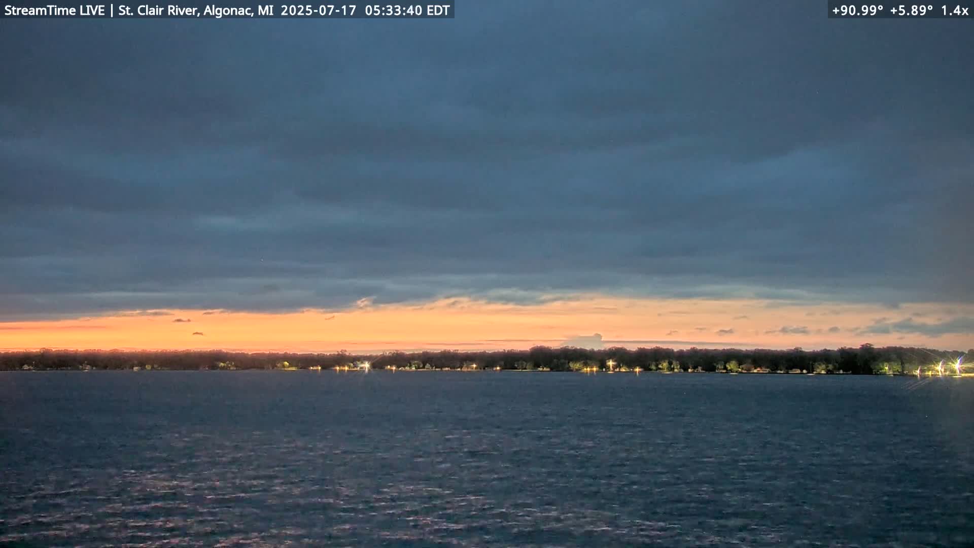 Algonac Village & St. Clair River & USA - Canada Border View Live Cam - Algonac, St. Clair, Michigan, USA
