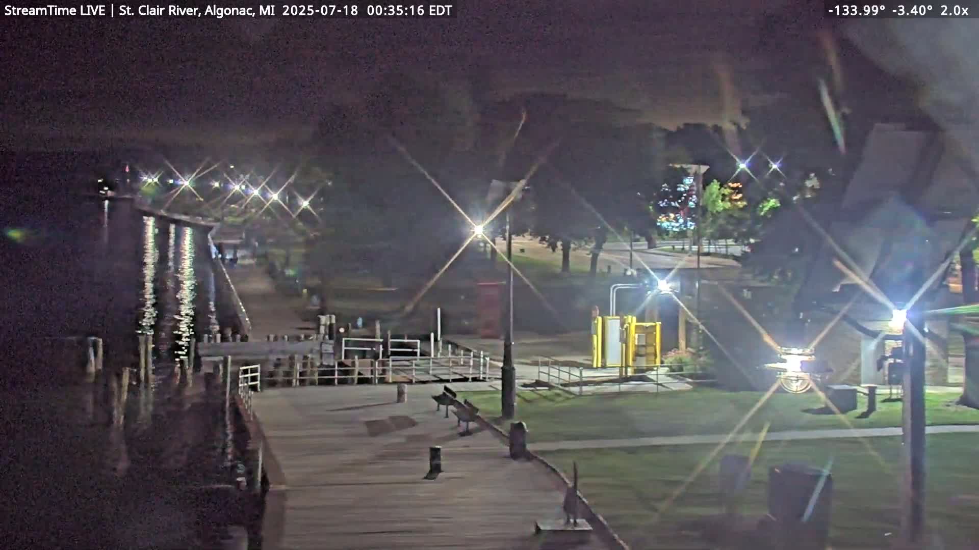 Algonac Village & St. Clair River & USA - Canada Border View Live Cam - Algonac, St. Clair, Michigan, USA