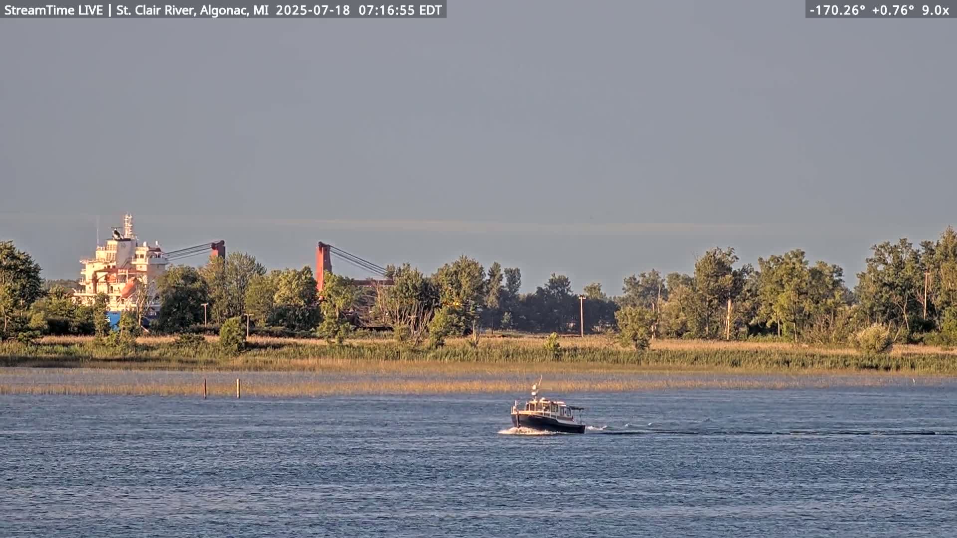 Algonac Village & St. Clair River & USA - Canada Border View Live Cam - Algonac, St. Clair, Michigan, USA