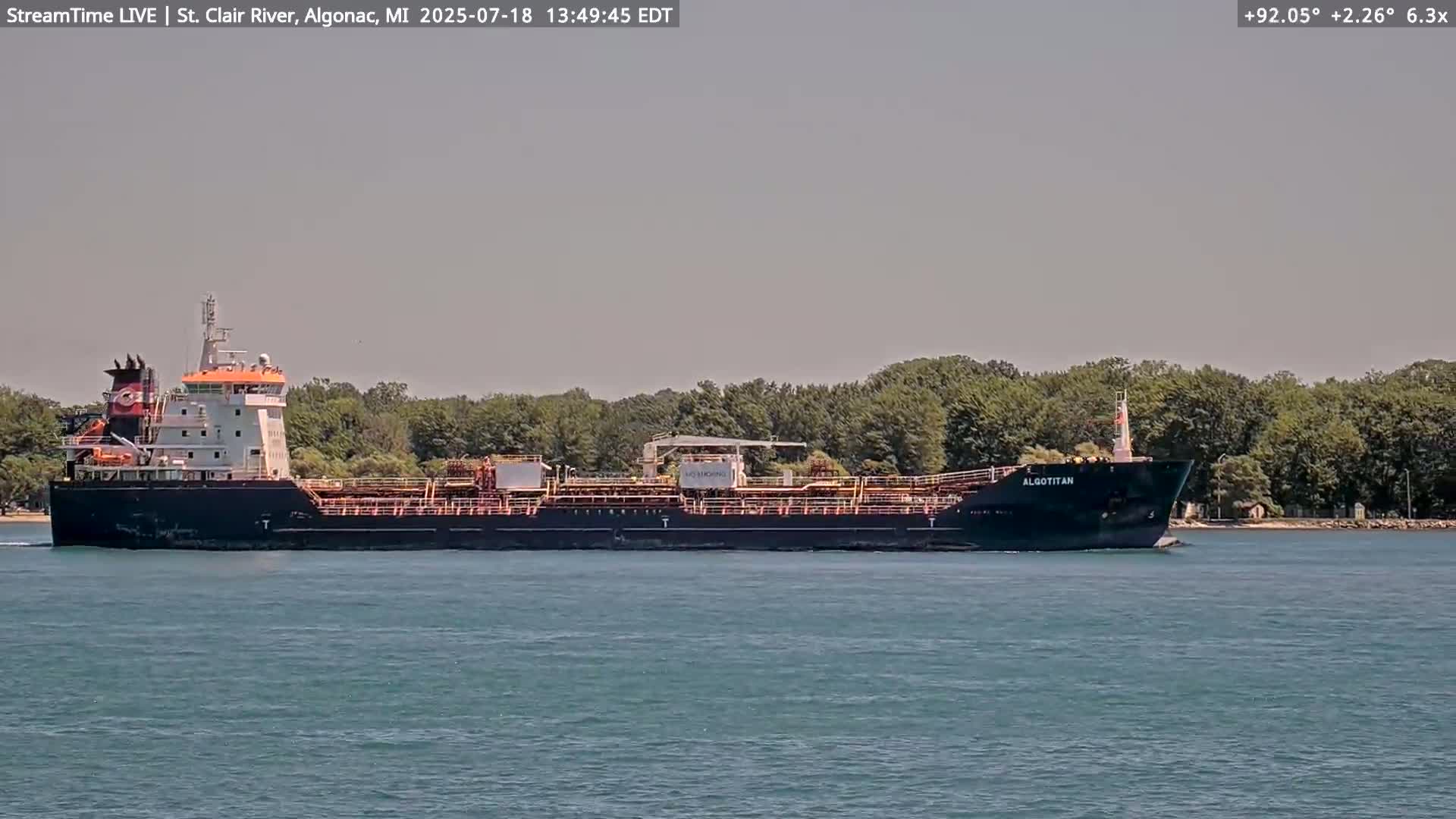 Algonac Village & St. Clair River & USA - Canada Border View Live Cam - Algonac, St. Clair, Michigan, USA