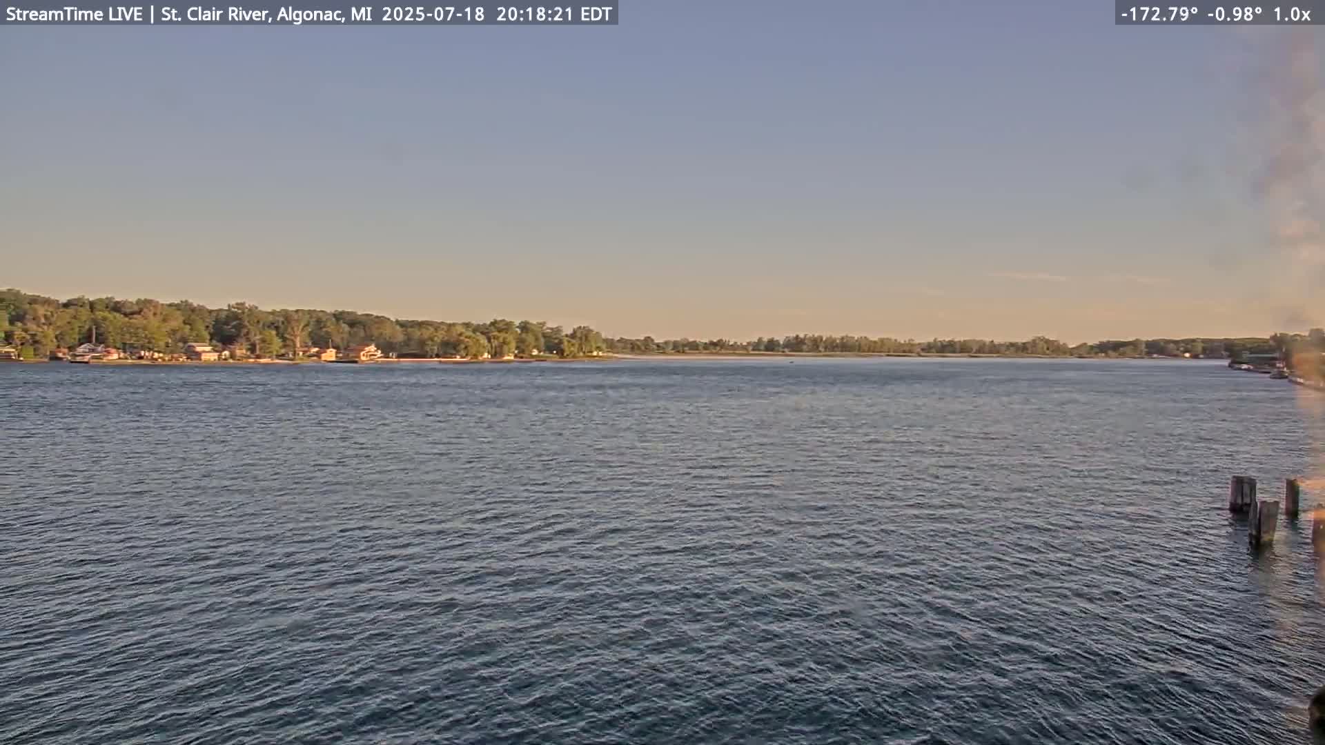 Algonac Village & St. Clair River & USA - Canada Border View Live Cam - Algonac, St. Clair, Michigan, USA