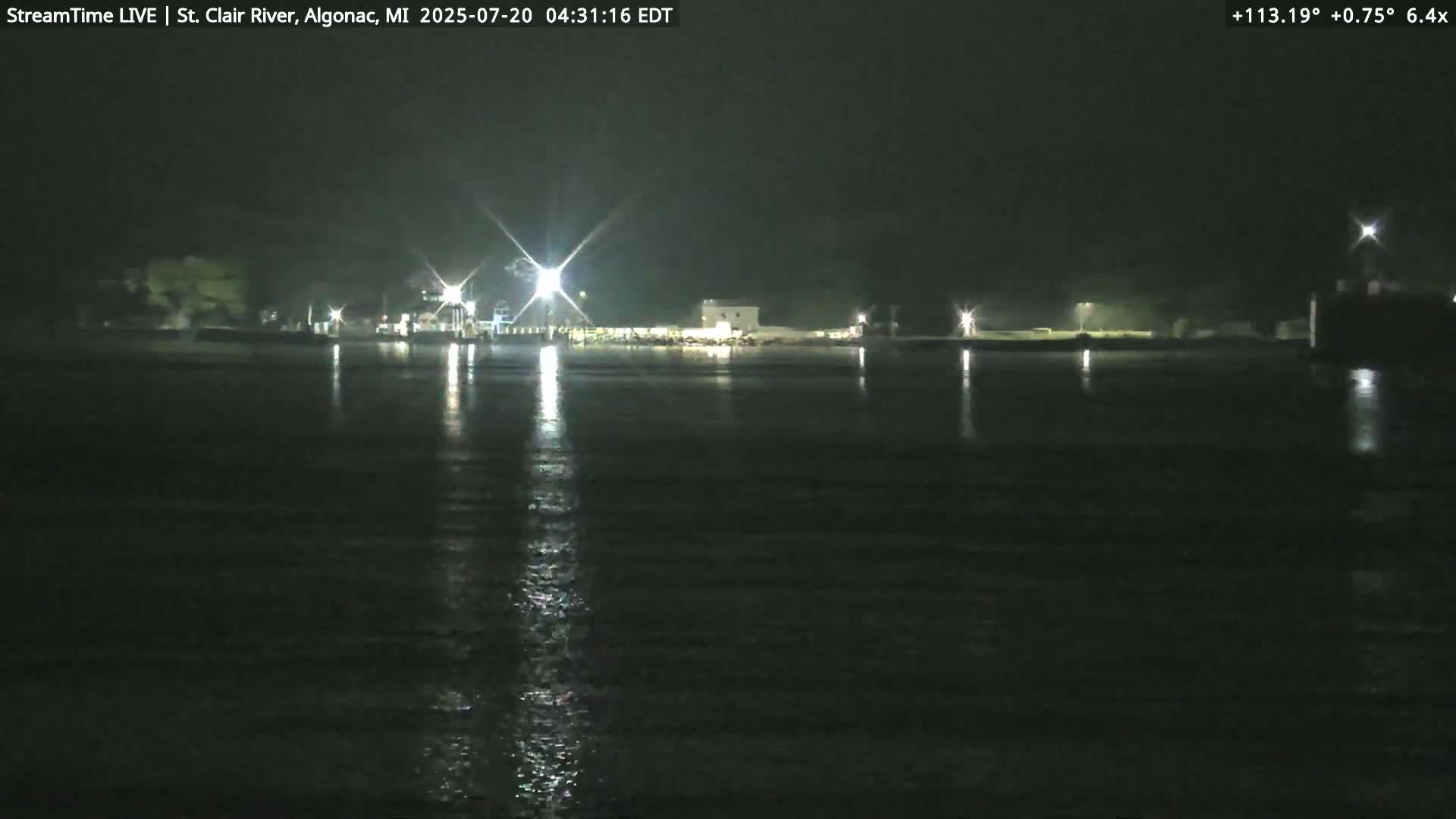 Algonac Village & St. Clair River & USA - Canada Border View Live Cam - Algonac, St. Clair, Michigan, USA
