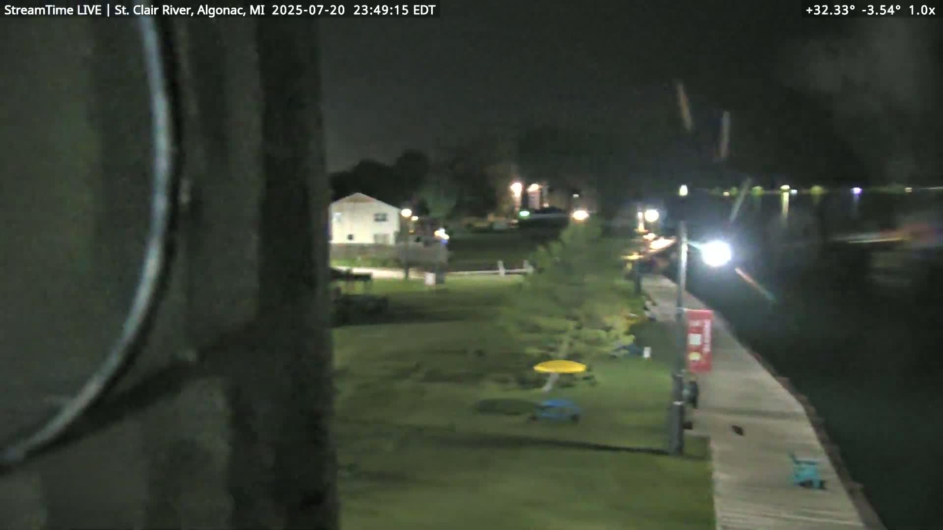 Algonac Village & St. Clair River & USA - Canada Border View Live Cam - Algonac, St. Clair, Michigan, USA