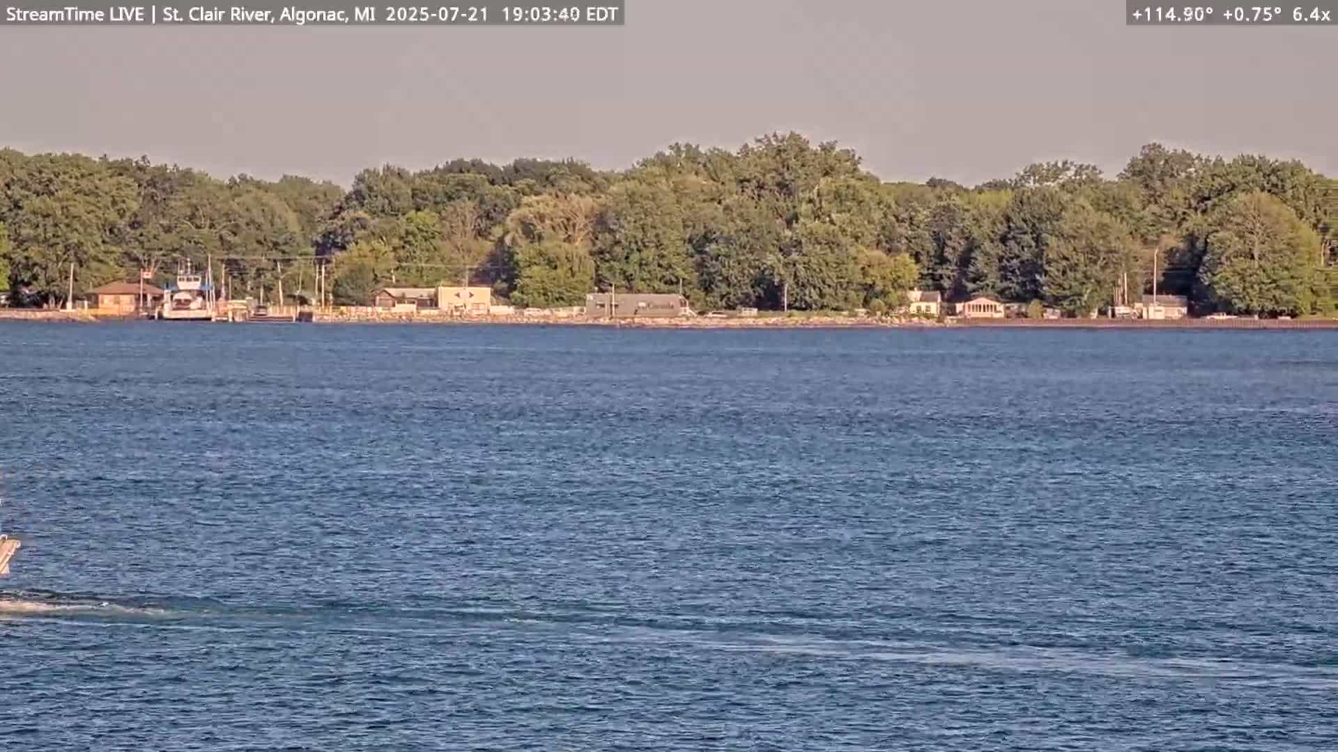 Algonac Village & St. Clair River & USA - Canada Border View Live Cam - Algonac, St. Clair, Michigan, USA