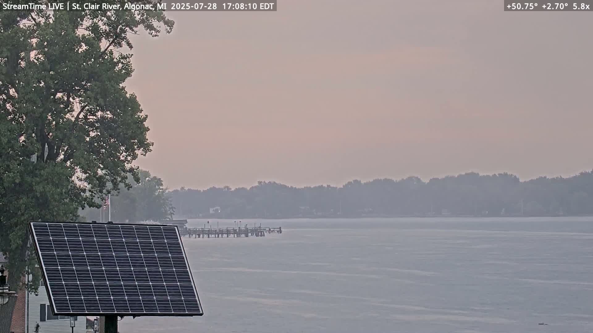 Algonac Village & St. Clair River & USA - Canada Border View Live Cam - Algonac, St. Clair, Michigan, USA