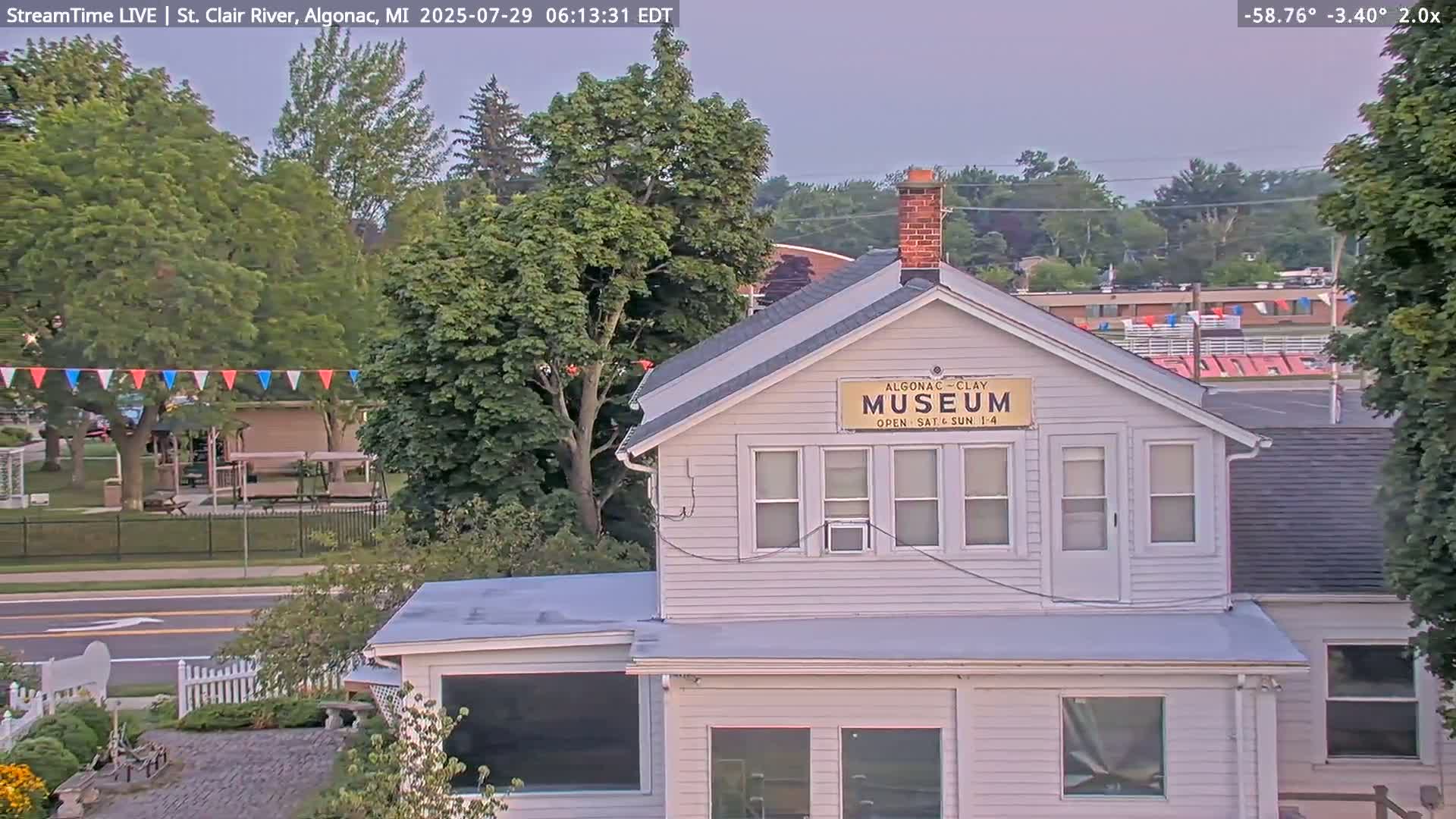 Algonac Village & St. Clair River & USA - Canada Border View Live Cam - Algonac, St. Clair, Michigan, USA