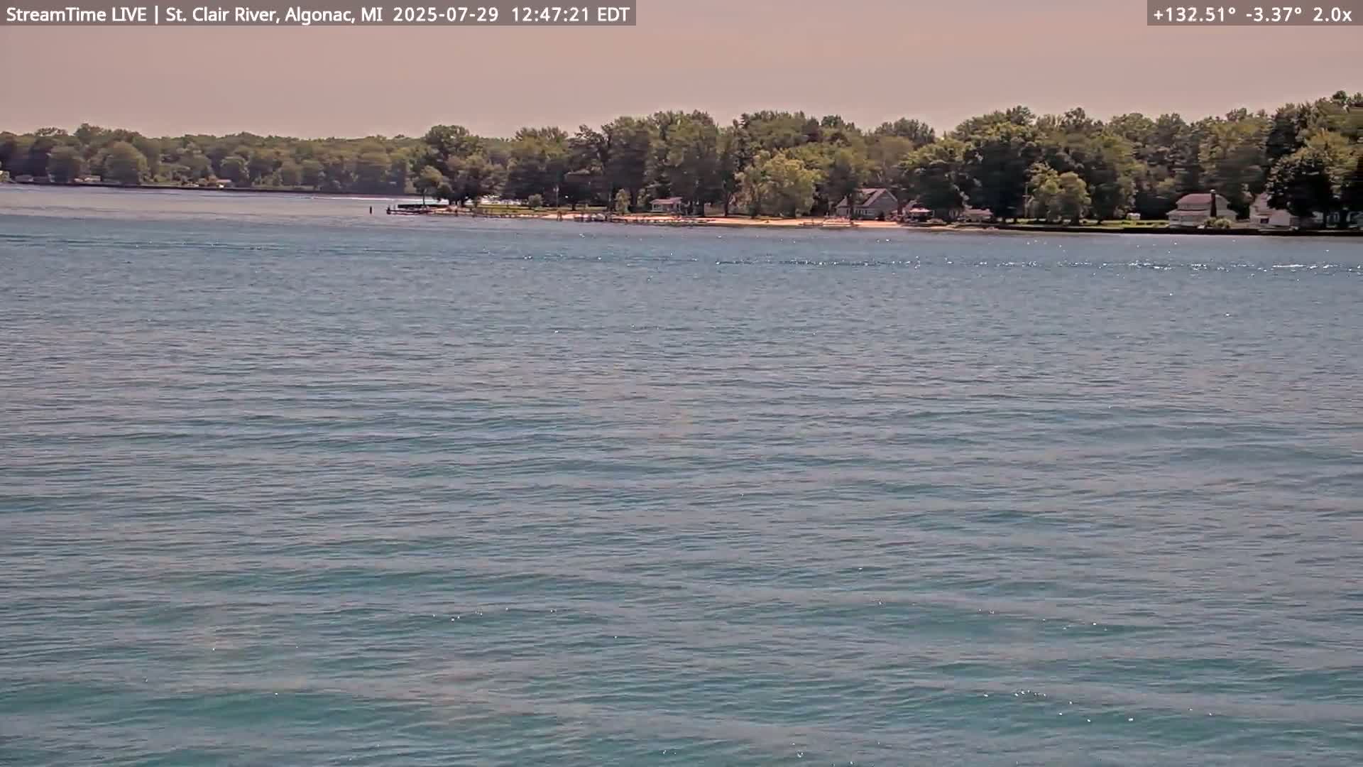 Algonac Village & St. Clair River & USA - Canada Border View Live Cam - Algonac, St. Clair, Michigan, USA
