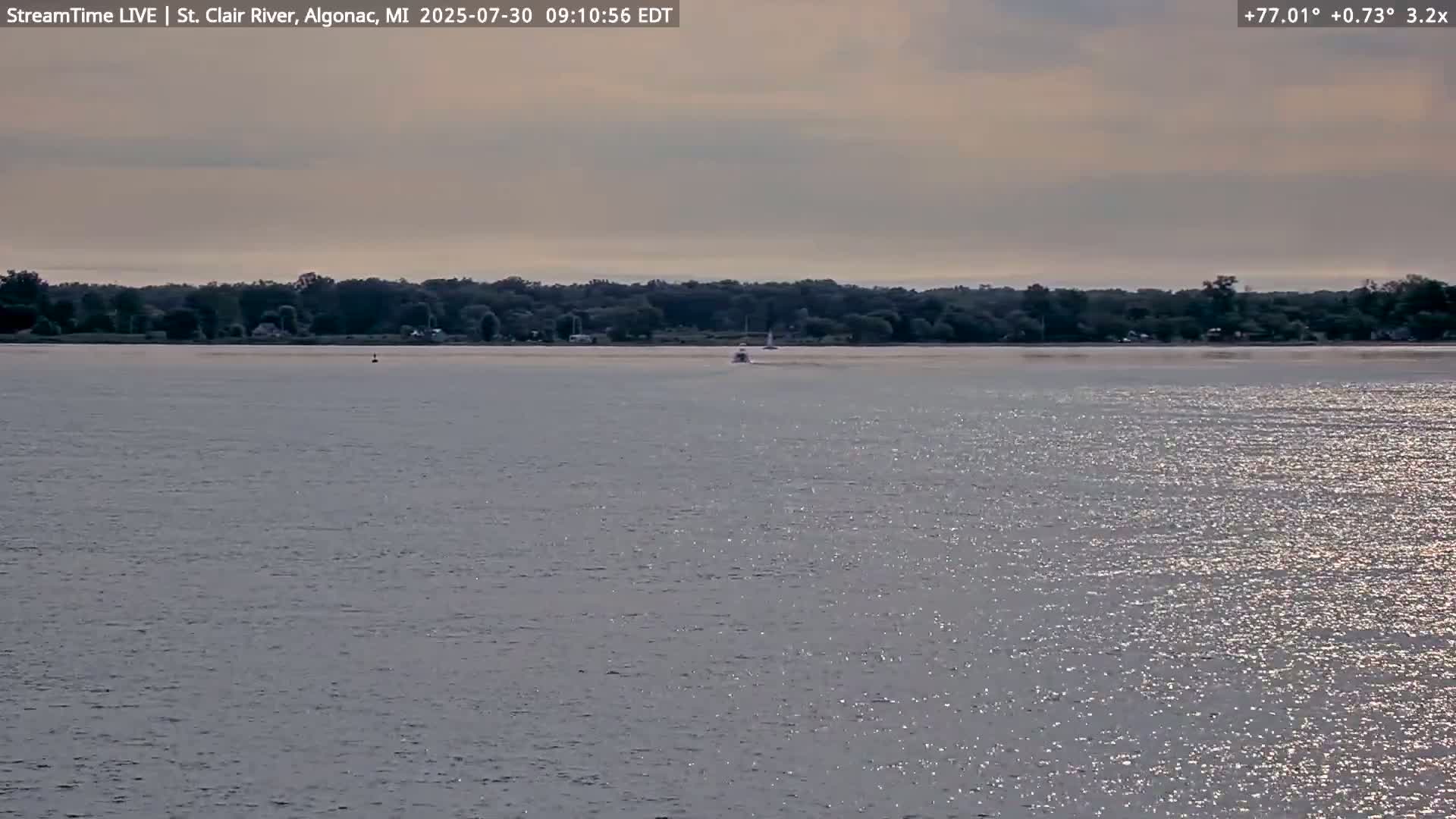 Algonac Village & St. Clair River & USA - Canada Border View Live Cam - Algonac, St. Clair, Michigan, USA
