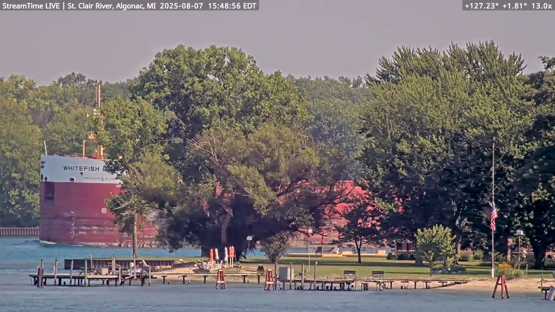 Algonac Village & St. Clair River & USA - Canada Border View Live Cam - Algonac, St. Clair, Michigan, USA