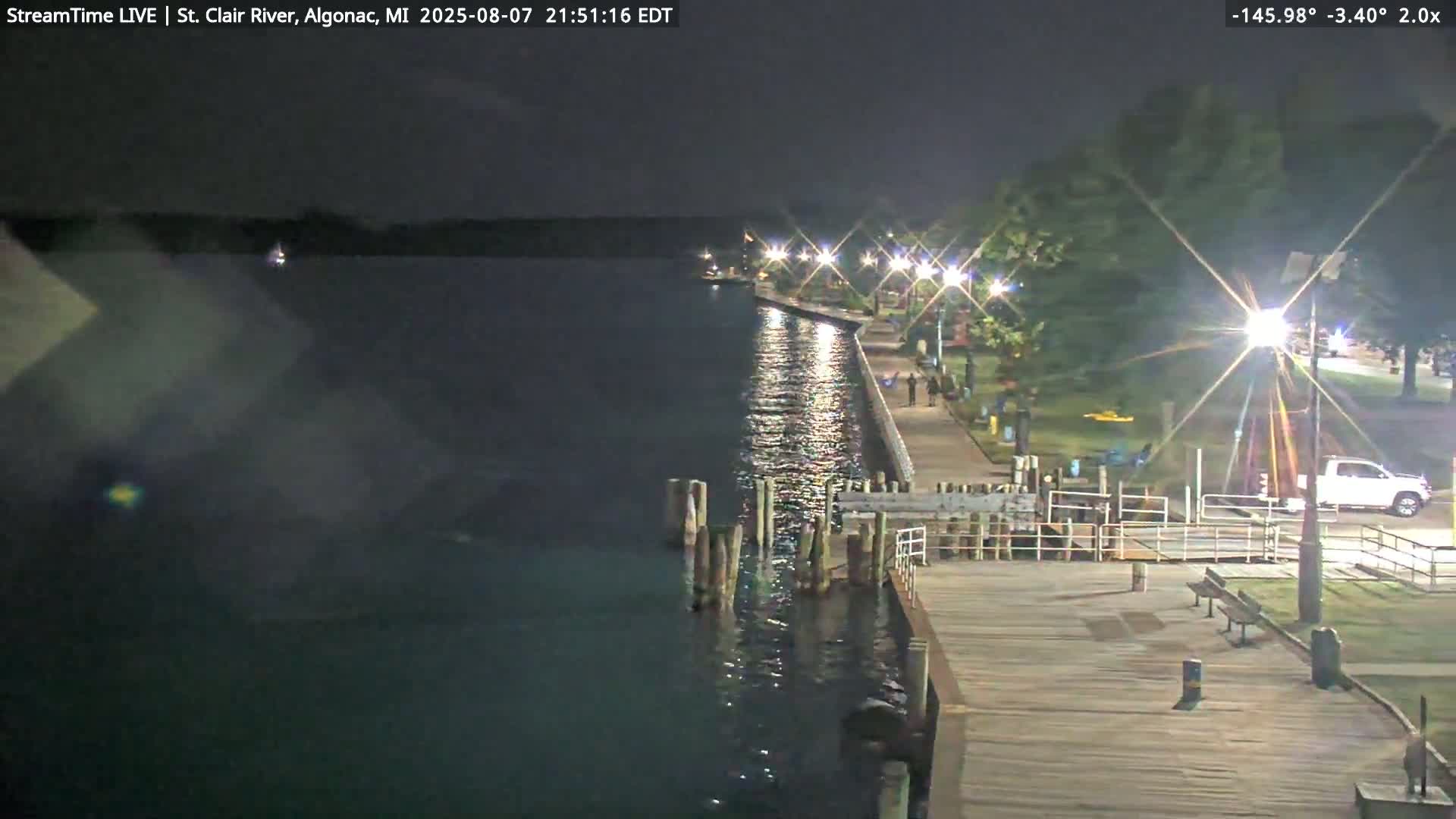 Algonac Village & St. Clair River & USA - Canada Border View Live Cam - Algonac, St. Clair, Michigan, USA