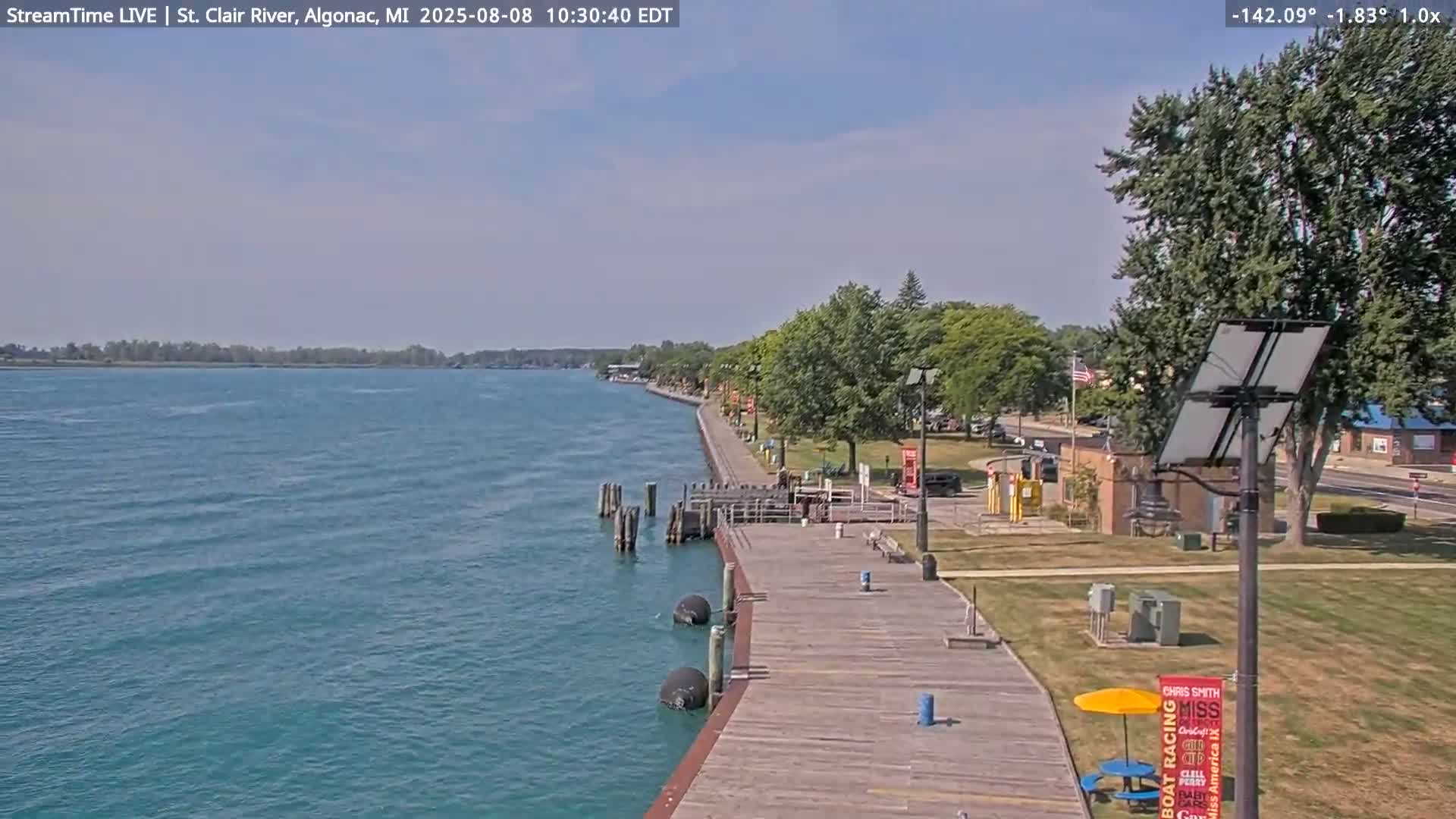 Algonac Village & St. Clair River & USA - Canada Border View Live Cam - Algonac, St. Clair, Michigan, USA
