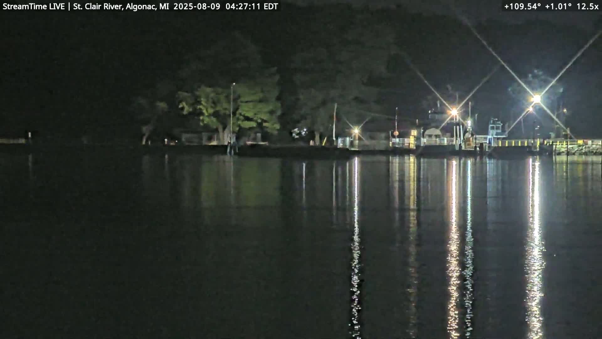 Algonac Village & St. Clair River & USA - Canada Border View Live Cam - Algonac, St. Clair, Michigan, USA