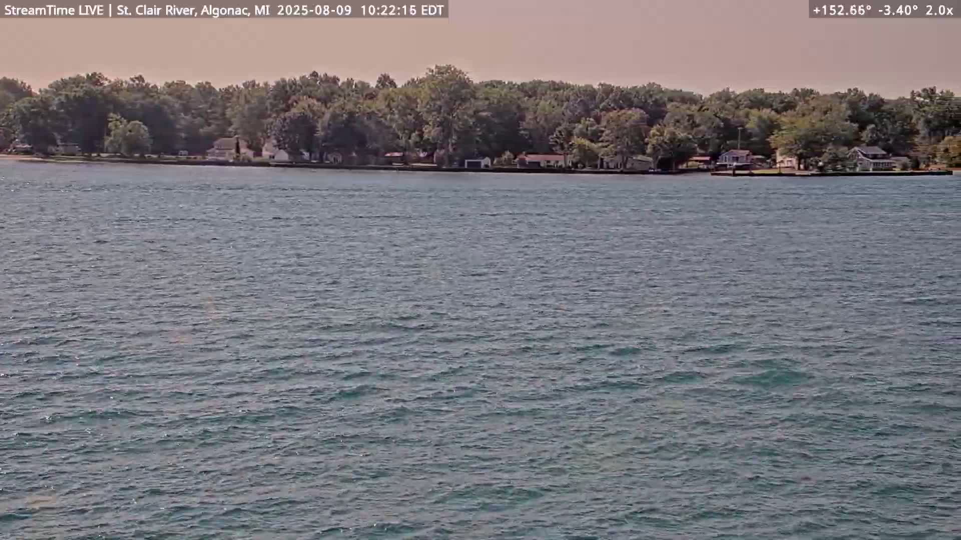 Algonac Village & St. Clair River & USA - Canada Border View Live Cam - Algonac, St. Clair, Michigan, USA