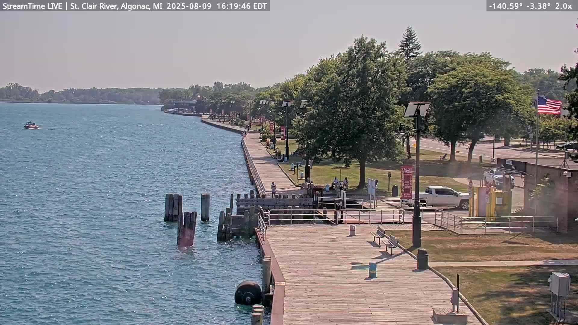 Algonac Village & St. Clair River & USA - Canada Border View Live Cam - Algonac, St. Clair, Michigan, USA