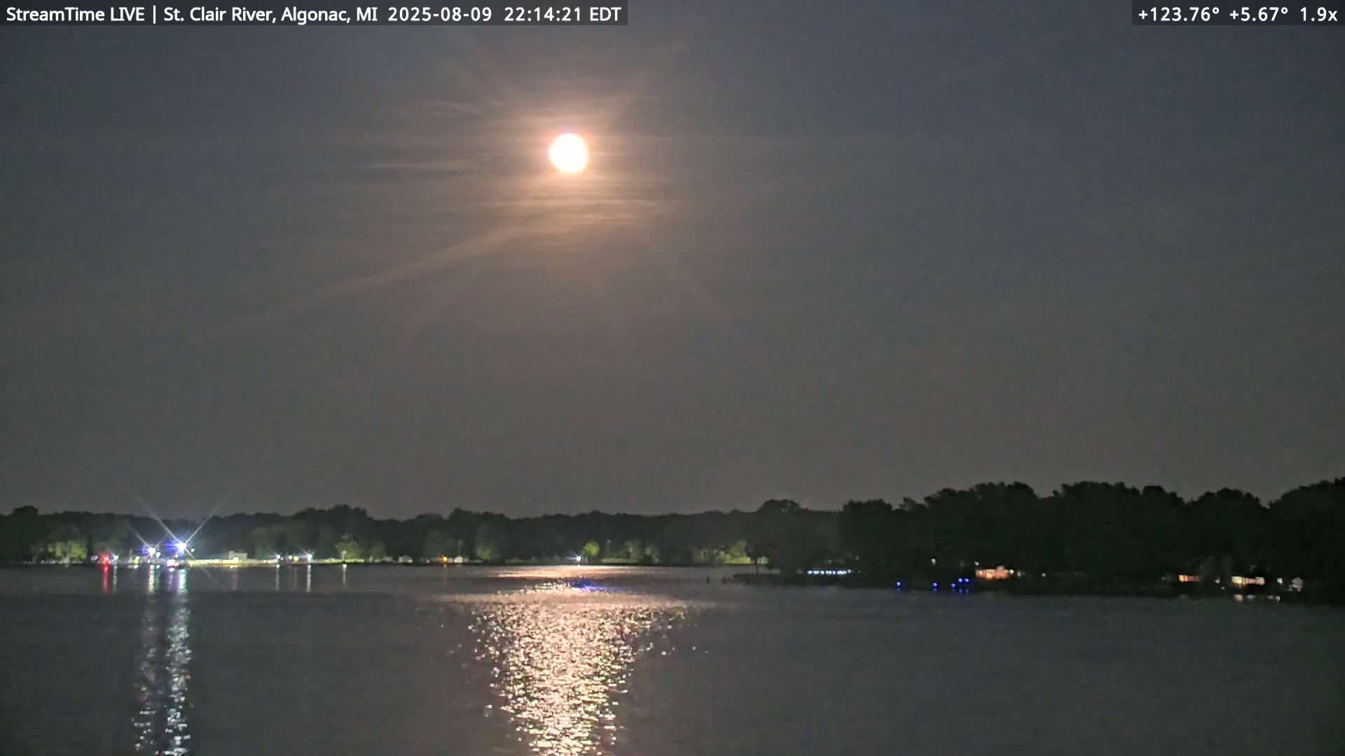 Algonac Village & St. Clair River & USA - Canada Border View Live Cam - Algonac, St. Clair, Michigan, USA