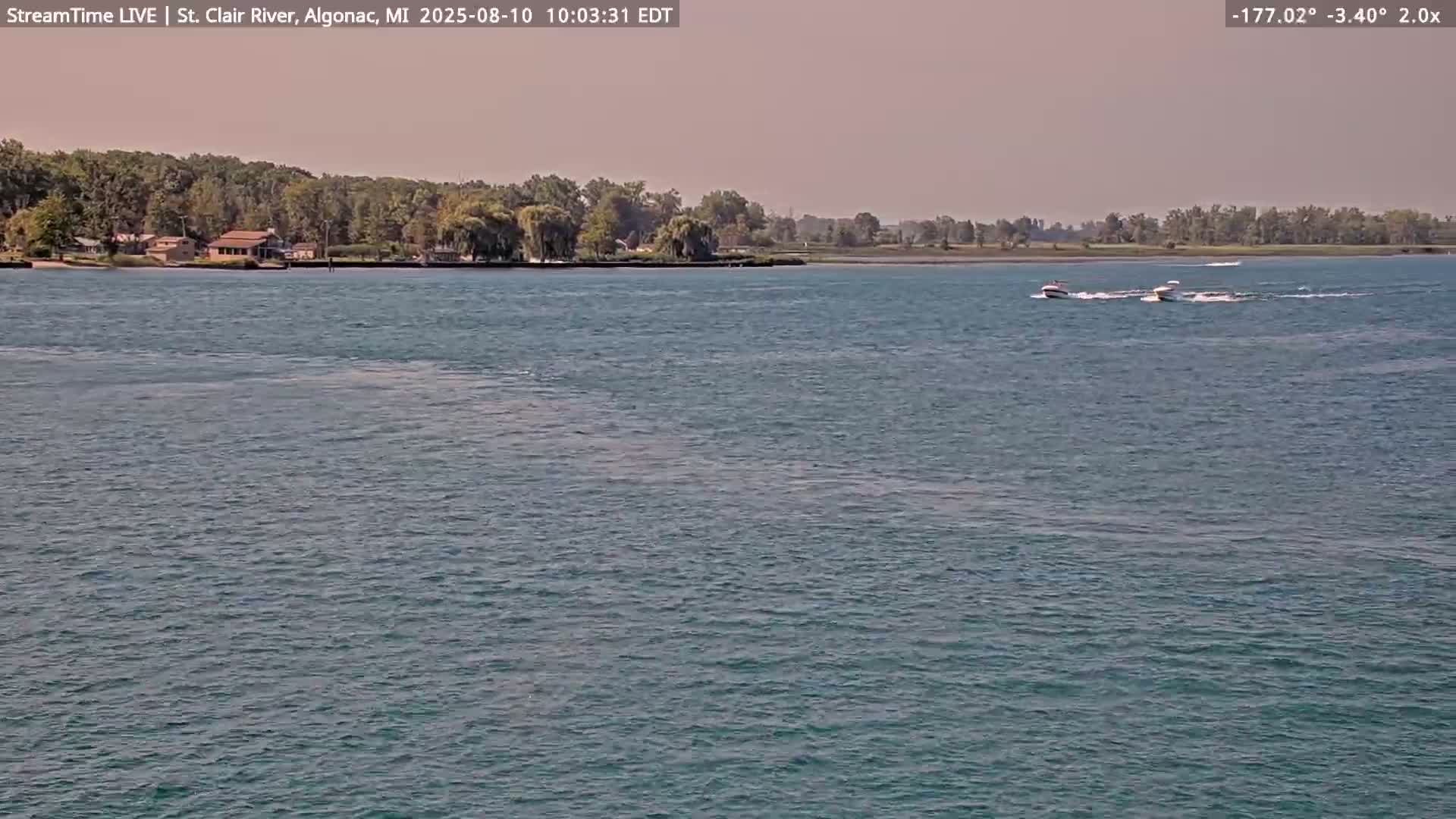 Algonac Village & St. Clair River & USA - Canada Border View Live Cam - Algonac, St. Clair, Michigan, USA