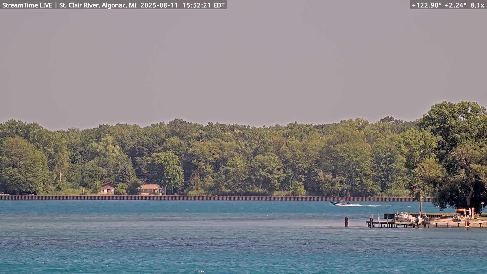 Algonac Village & St. Clair River & USA - Canada Border View Live Cam - Algonac, St. Clair, Michigan, USA