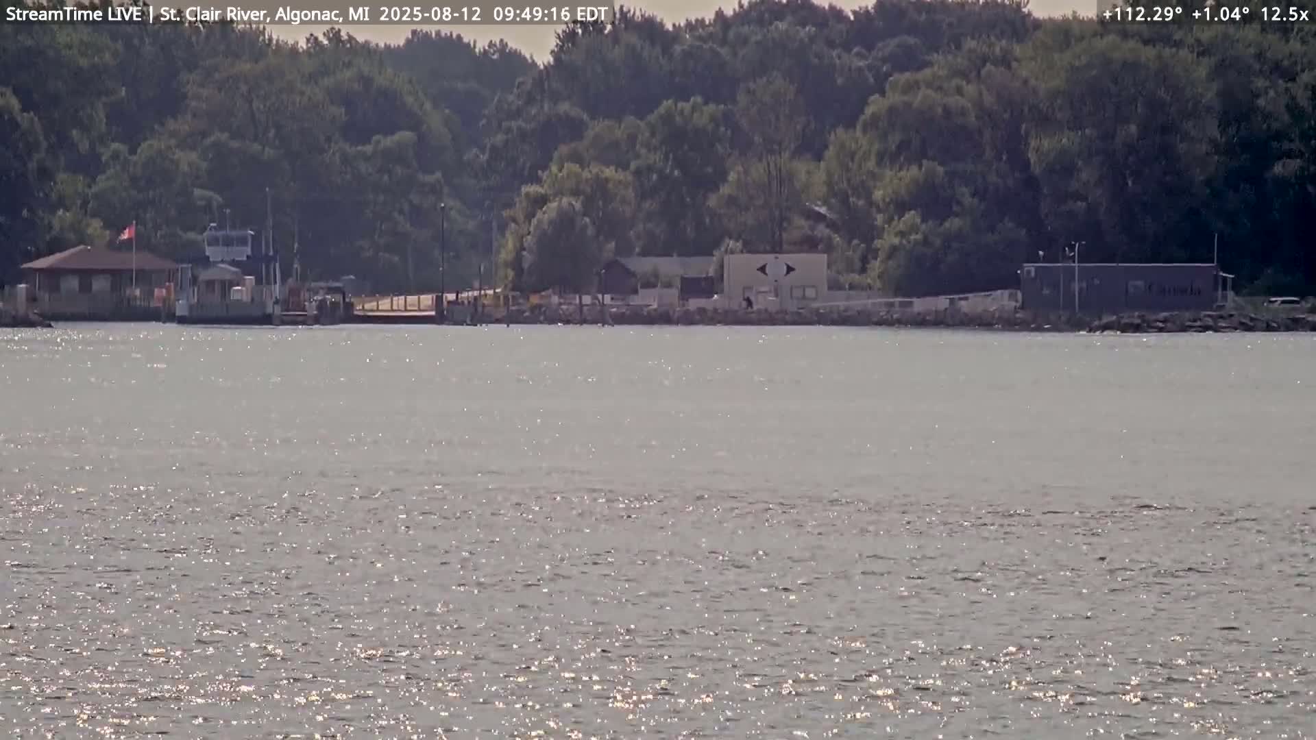 Algonac Village & St. Clair River & USA - Canada Border View Live Cam - Algonac, St. Clair, Michigan, USA