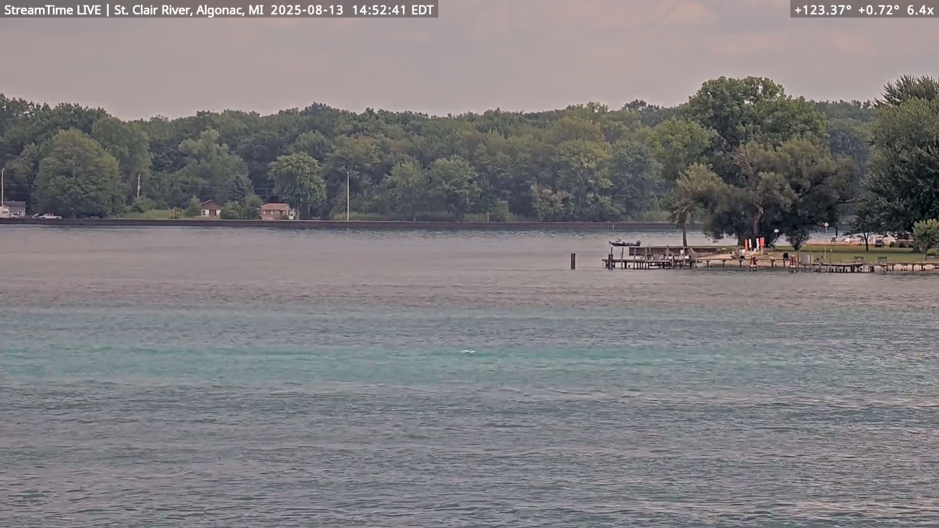 Algonac Village & St. Clair River & USA - Canada Border View Live Cam - Algonac, St. Clair, Michigan, USA