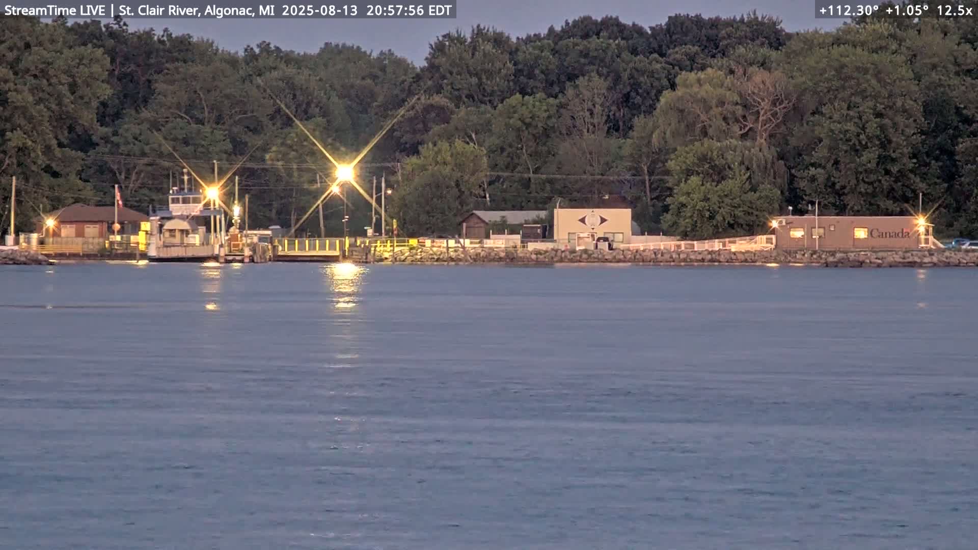 Algonac Village & St. Clair River & USA - Canada Border View Live Cam - Algonac, St. Clair, Michigan, USA