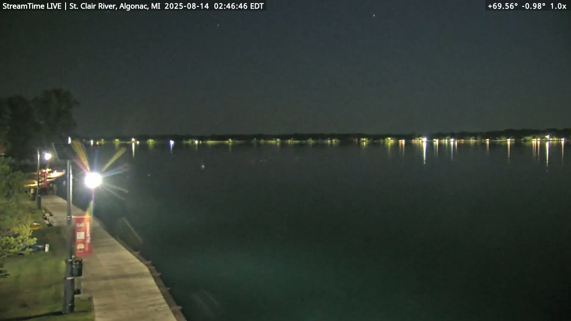 Algonac Village & St. Clair River & USA - Canada Border View Live Cam - Algonac, St. Clair, Michigan, USA