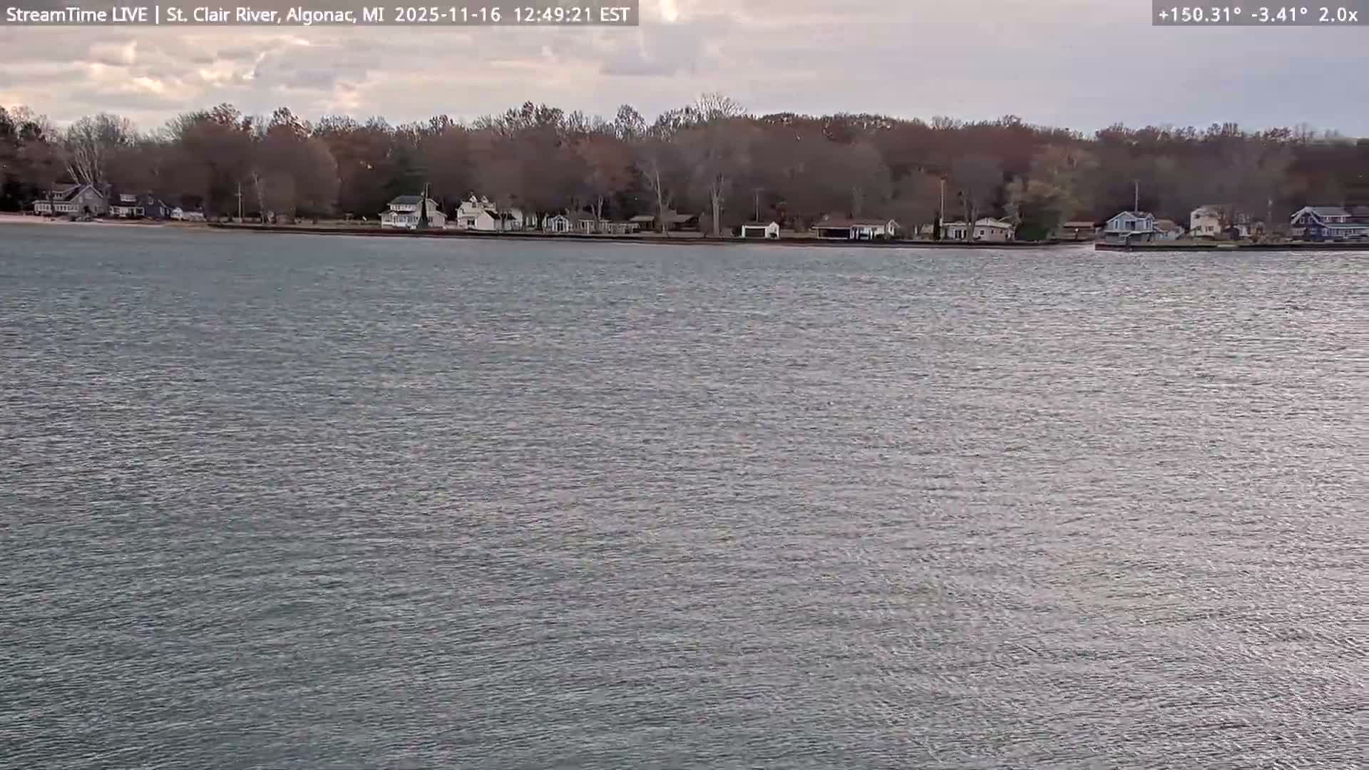 Algonac Village & St. Clair River & USA - Canada Border View Live Cam - Algonac, St. Clair, Michigan, USA