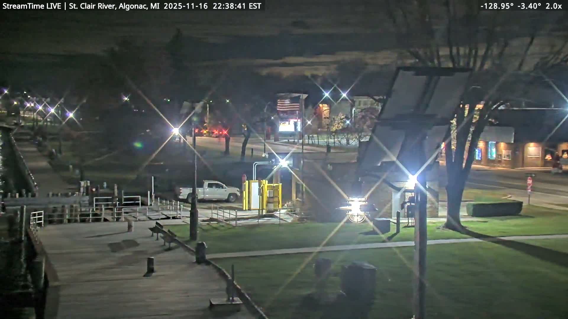 Algonac Village & St. Clair River & USA - Canada Border View Live Cam - Algonac, St. Clair, Michigan, USA