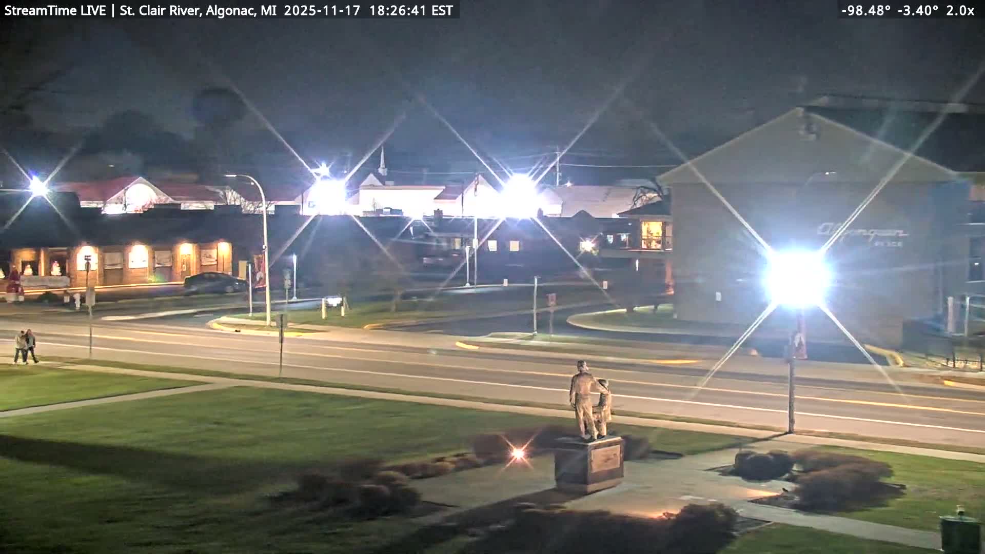 Algonac Village & St. Clair River & USA - Canada Border View Live Cam - Algonac, St. Clair, Michigan, USA