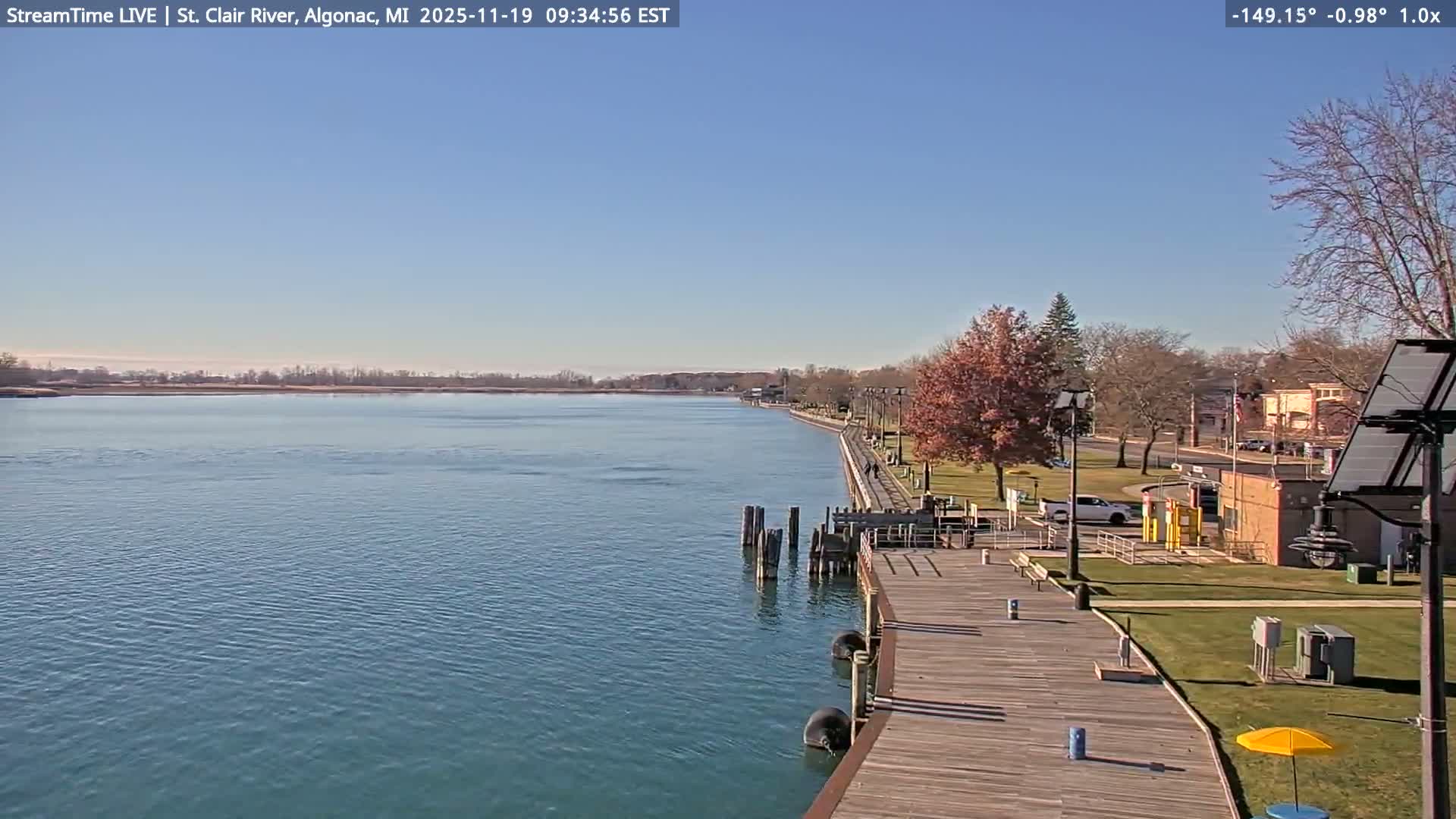 Algonac Village & St. Clair River & USA - Canada Border View Live Cam - Algonac, St. Clair, Michigan, USA