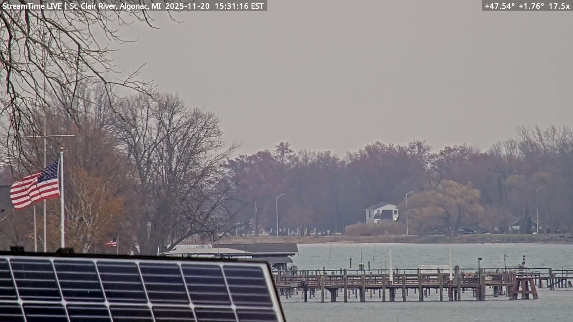 Algonac Village & St. Clair River & USA - Canada Border View Live Cam - Algonac, St. Clair, Michigan, USA