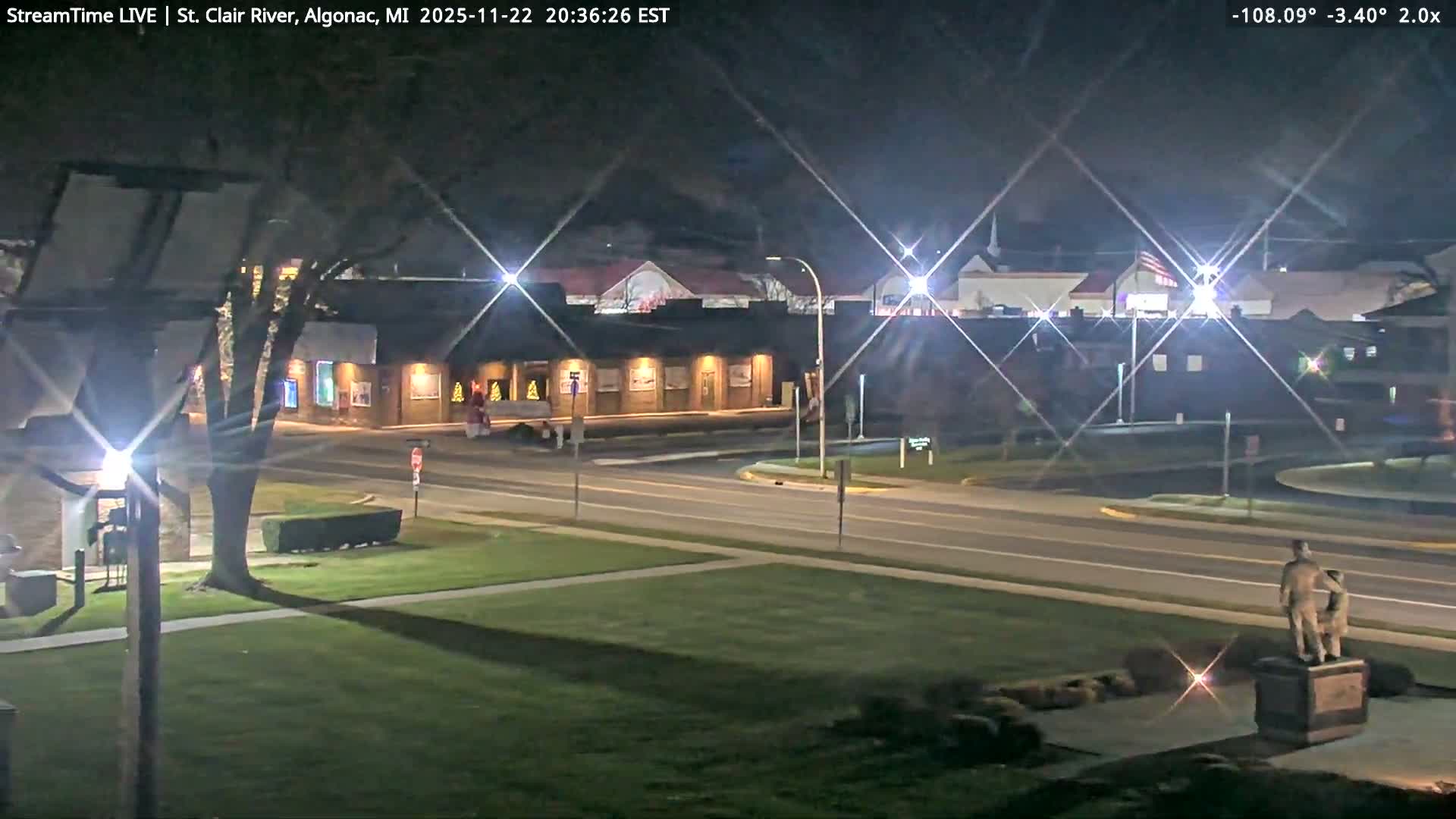 Algonac Village & St. Clair River & USA - Canada Border View Live Cam - Algonac, St. Clair, Michigan, USA