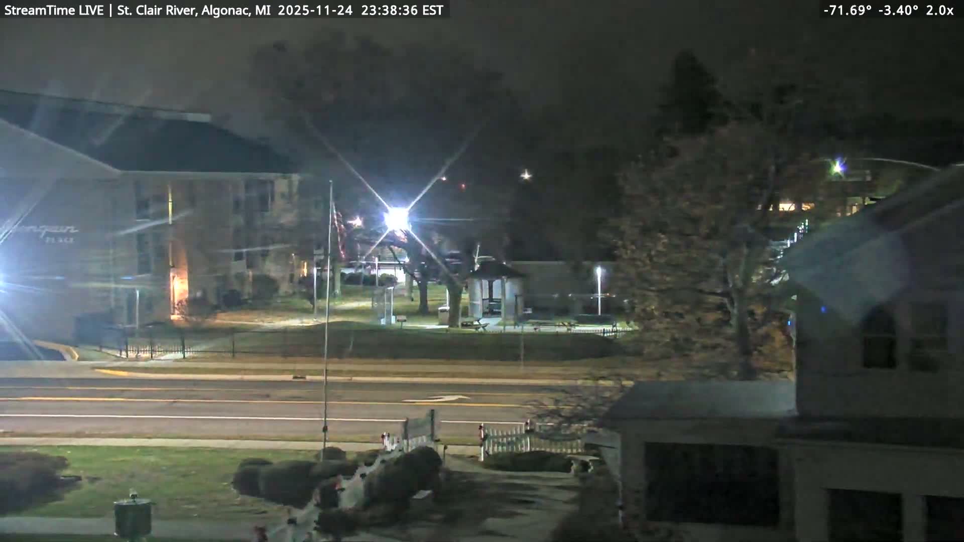 Algonac Village & St. Clair River & USA - Canada Border View Live Cam - Algonac, St. Clair, Michigan, USA