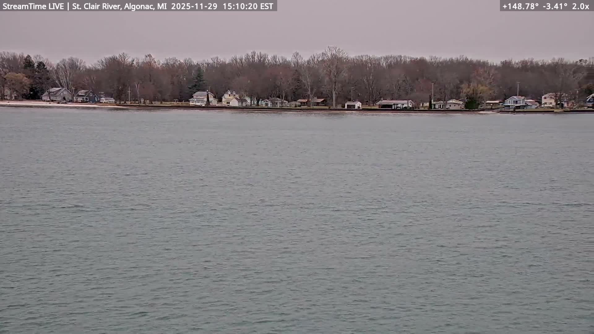 Algonac Village & St. Clair River & USA - Canada Border View Live Cam - Algonac, St. Clair, Michigan, USA