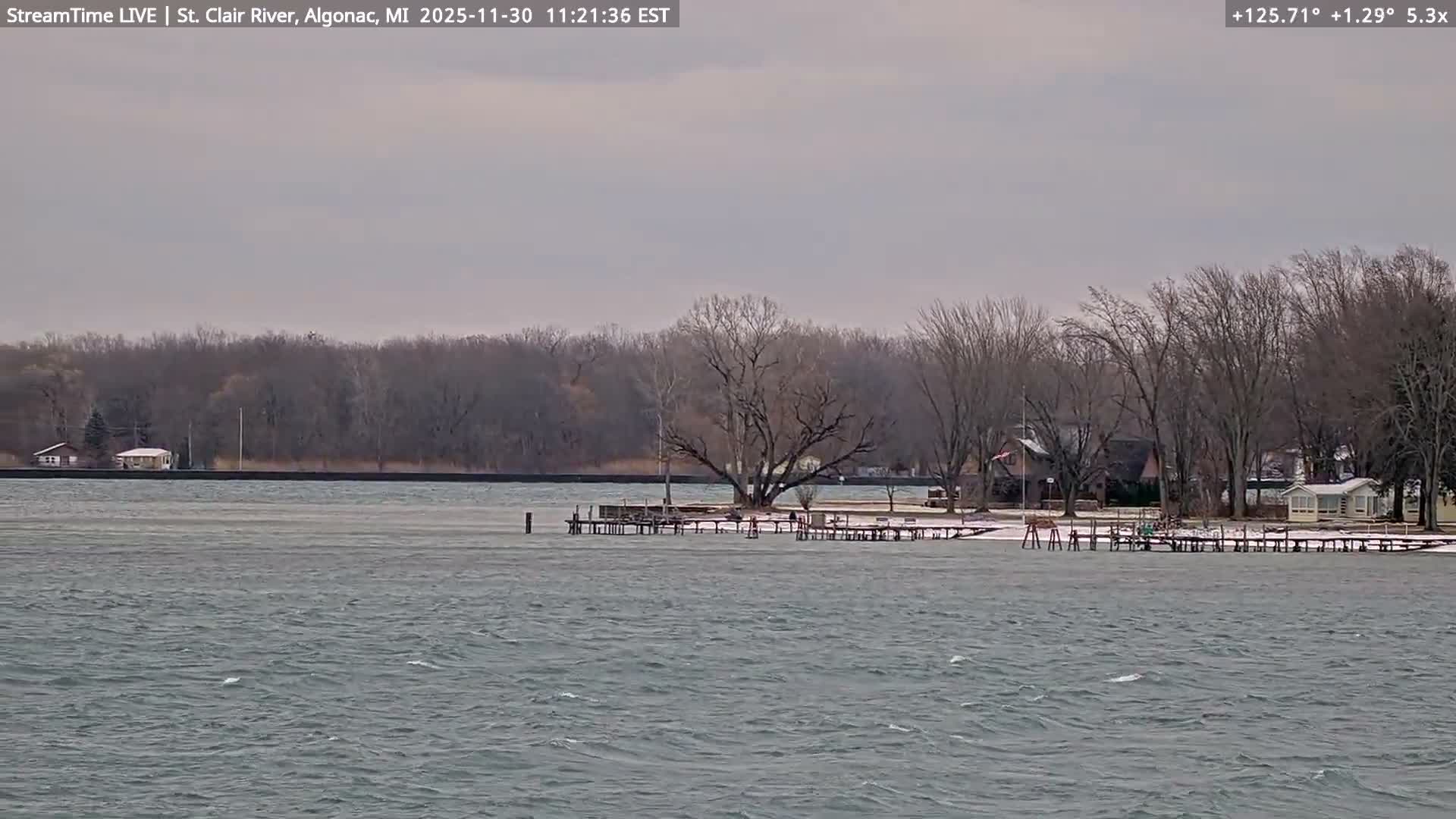 Algonac Village & St. Clair River & USA - Canada Border View Live Cam - Algonac, St. Clair, Michigan, USA