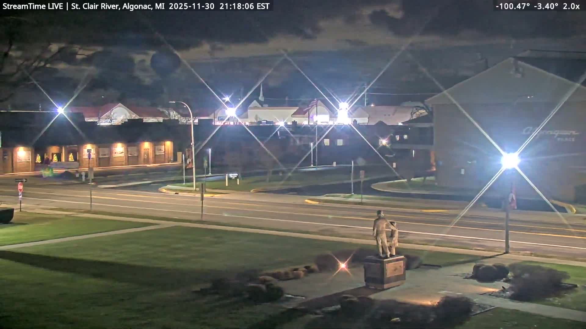 Algonac Village & St. Clair River & USA - Canada Border View Live Cam - Algonac, St. Clair, Michigan, USA