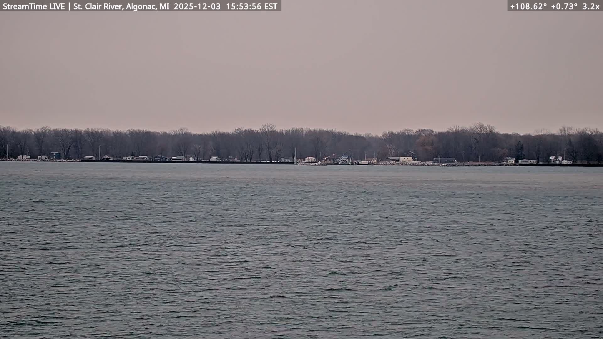 Algonac Village & St. Clair River & USA - Canada Border View Live Cam - Algonac, St. Clair, Michigan, USA