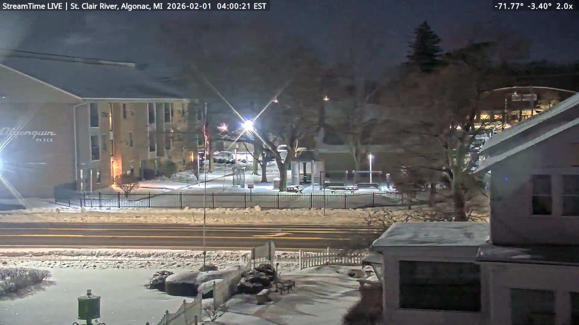 Algonac Village & St. Clair River & USA - Canada Border View Live Cam - Algonac, St. Clair, Michigan, USA