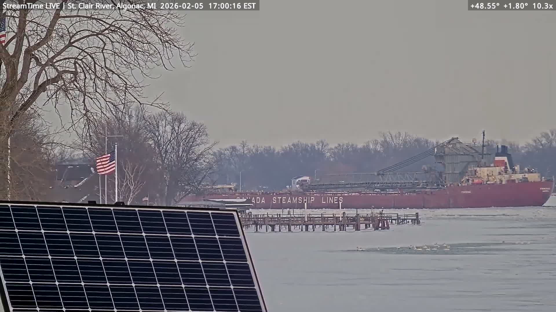 Algonac Village & St. Clair River & USA - Canada Border View Live Cam - Algonac, St. Clair, Michigan, USA