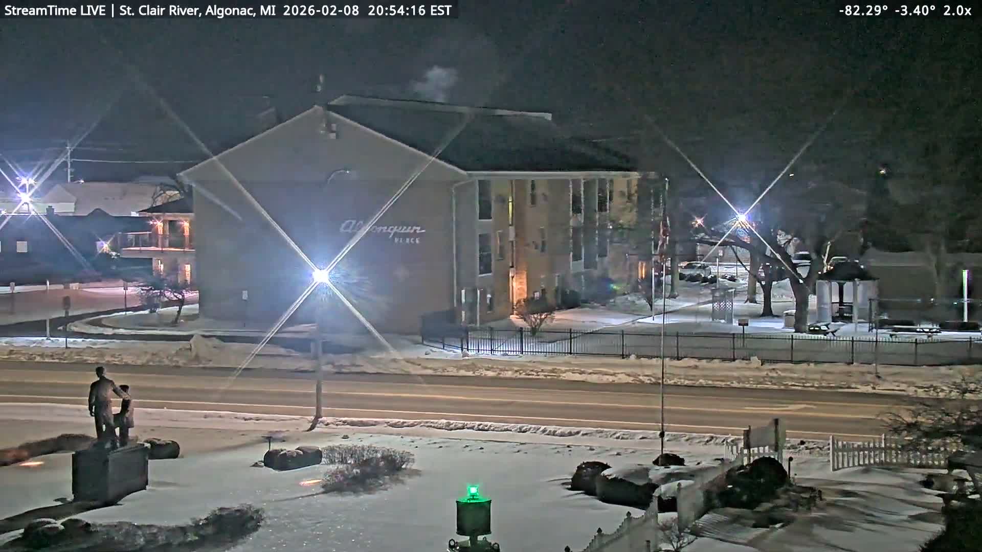 Algonac Village & St. Clair River & USA - Canada Border View Live Cam - Algonac, St. Clair, Michigan, USA