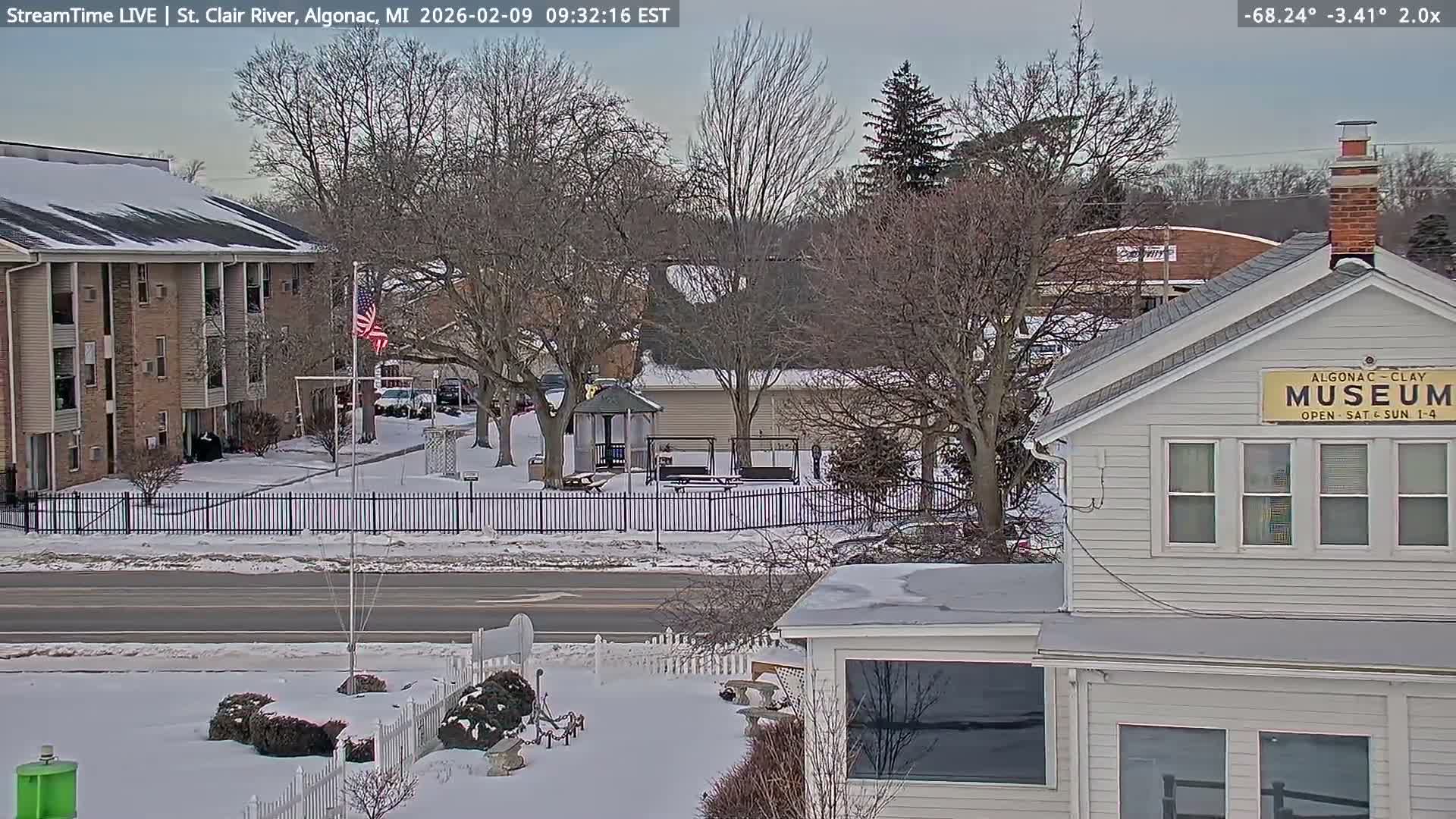 Algonac Village & St. Clair River & USA - Canada Border View Live Cam - Algonac, St. Clair, Michigan, USA