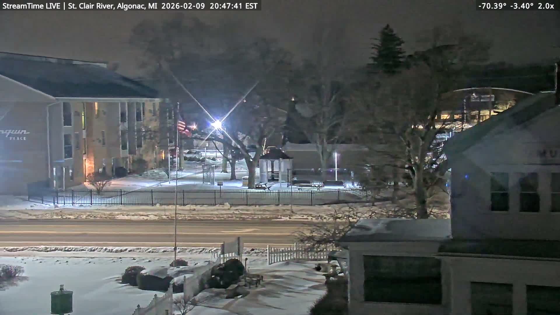 Algonac Village & St. Clair River & USA - Canada Border View Live Cam - Algonac, St. Clair, Michigan, USA