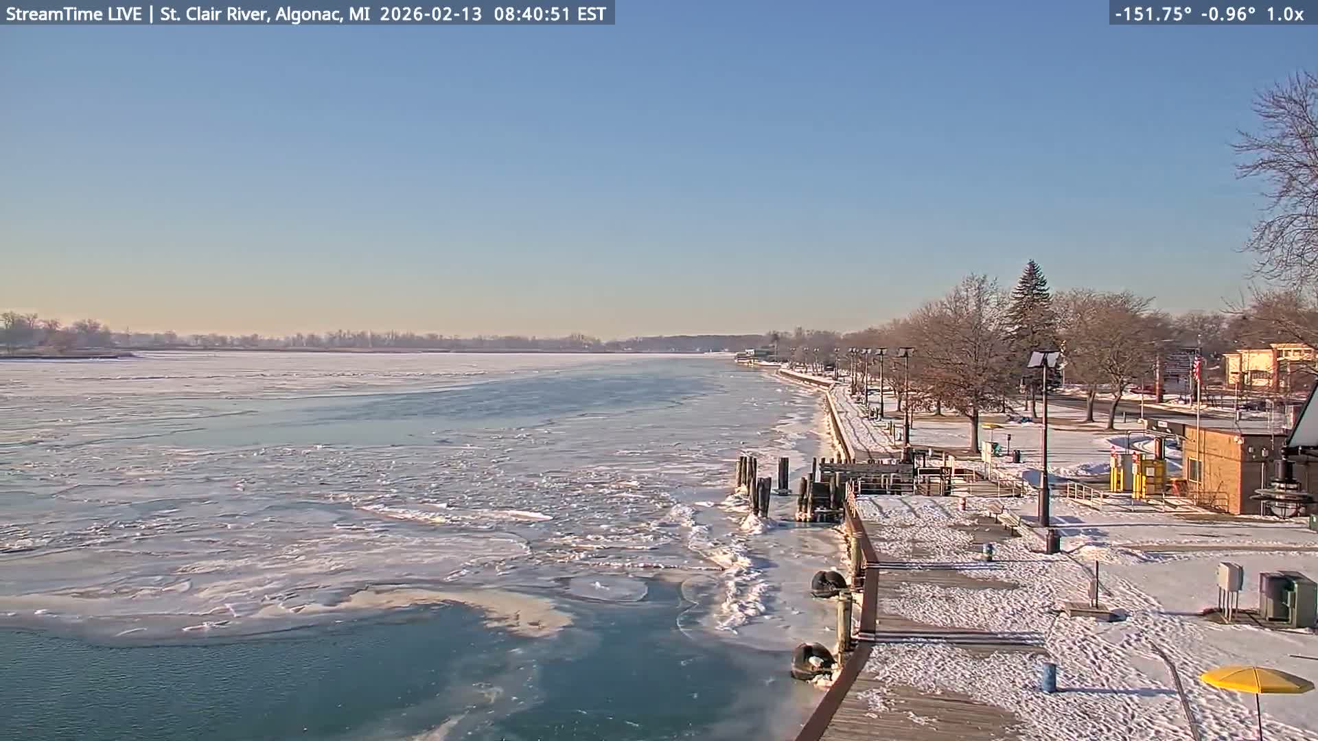 Algonac Village & St. Clair River & USA - Canada Border View Live Cam - Algonac, St. Clair, Michigan, USA