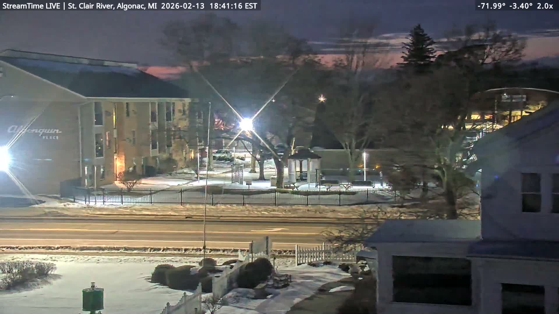Algonac Village & St. Clair River & USA - Canada Border View Live Cam - Algonac, St. Clair, Michigan, USA