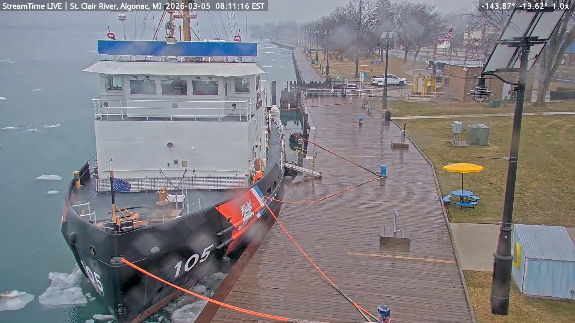 Algonac Village & St. Clair River & USA - Canada Border View Live Cam - Algonac, St. Clair, Michigan, USA