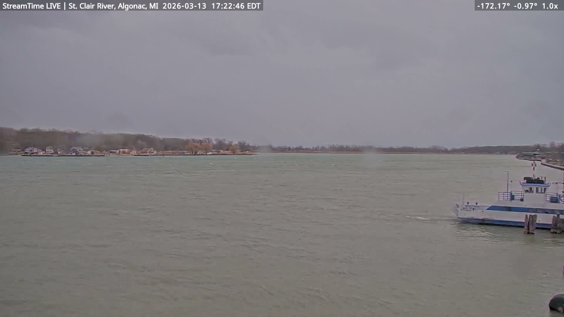 Algonac Village & St. Clair River & USA - Canada Border View Live Cam - Algonac, St. Clair, Michigan, USA